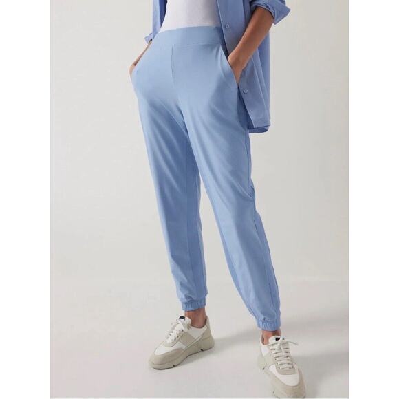 ATHLETA Brooklyn Lined Jogger Pants Sz 14 Athleisure Casual Sportwear Golf Blue - Picture 4 of 13